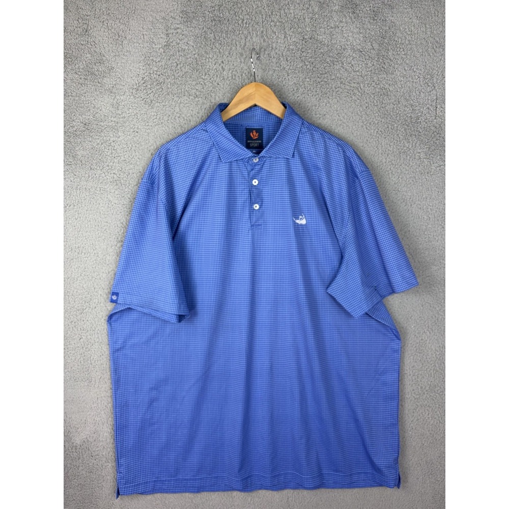 Donald Ross Sport Mens 2XL Blue Check Golf Polo Stretch Jersey Shirt SS